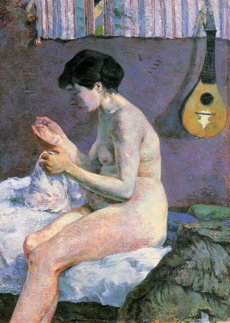 Study of a Nude, Suzanne Sewing - Paul Gauguin Painting
